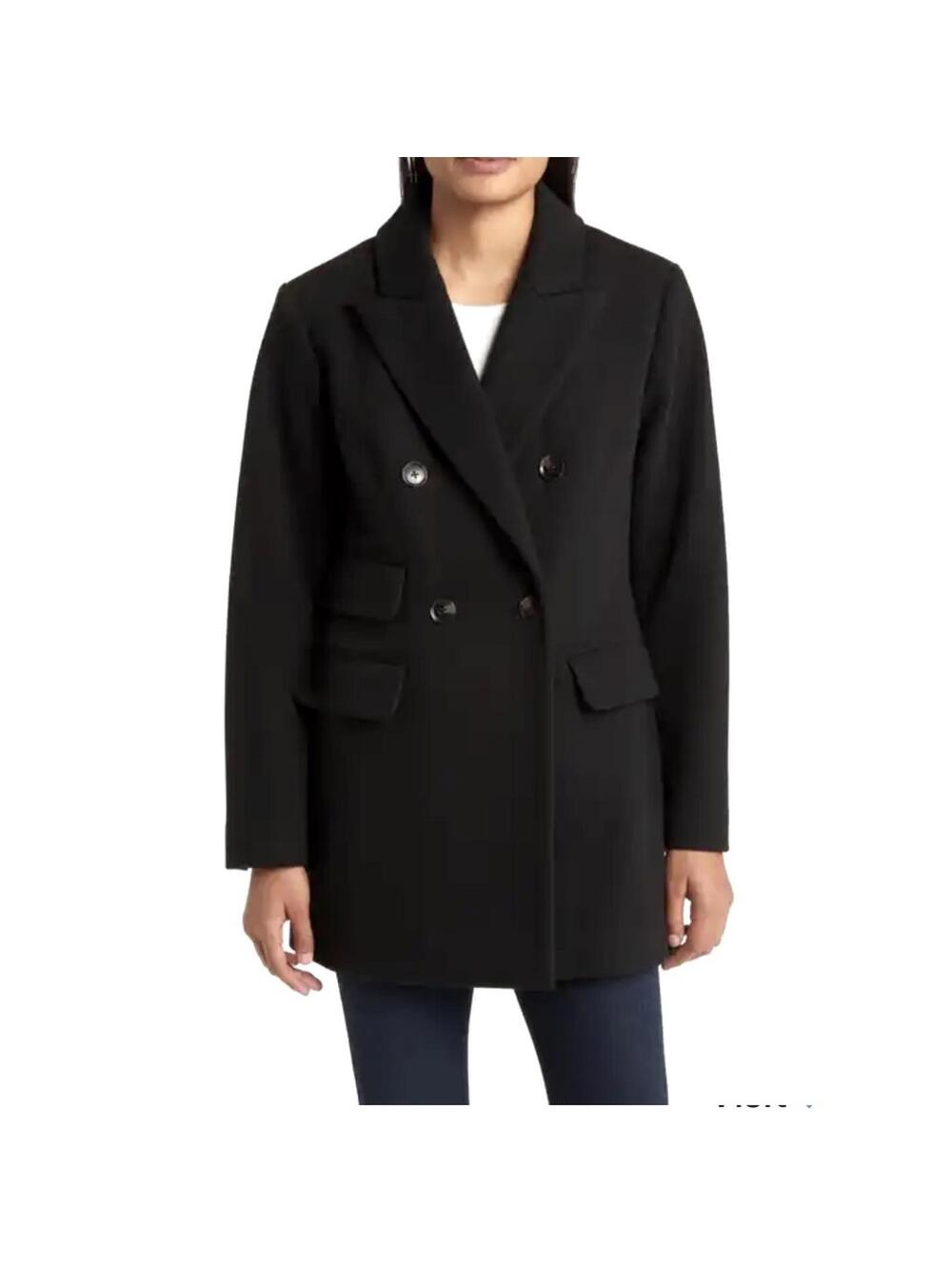 BCBGMaxAzria Black Pea Coat NWT Longline Size L